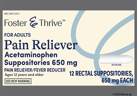 Foster & Thrive Pain Reliever For Children Acetaminophen 650mg Rectal Suppository package photo