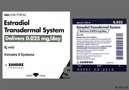 Estradiol 0.025mg/24hr Transdermal Patch System (Twice-Weekly) package photo