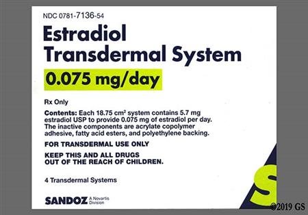 Estradiol 0.075mg/24hr Transdermal Patch System package photo