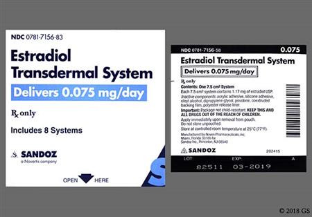 Estradiol 0.075mg/24hr Transdermal Patch System (Twice-Weekly) package photo