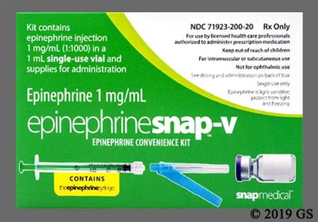 epinephrinesnap-v Epinephrine 1:1,000 1mg/mL Convenience Kit package photo