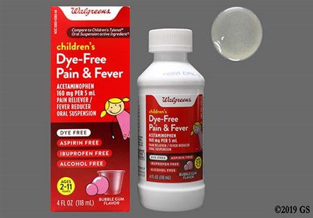 Walgreens Children's Dye-Free Pain & Fever 160mg/5mL Suspension (Bubble Gum)