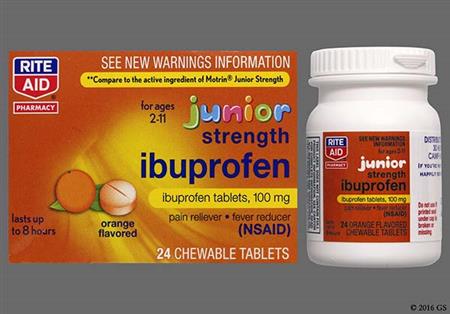 RITE AID Junior Ibuprofen 100mg Chewable Tablet package photo