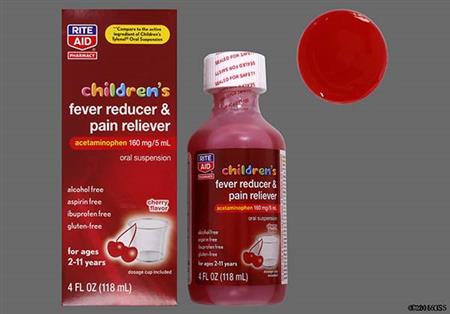 RITE AID Children's Fever Reducer/Pain Reliever 160mg/5mL Suspension (Cherry) package photo