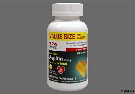 CVS Aspirin Low Dose 81mg Enteric Coated Tablet package photo