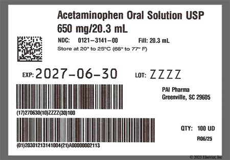 Acetaminophen 650mg/20.3mL Solution