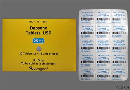 Dapsone 25mg Tablet package photo