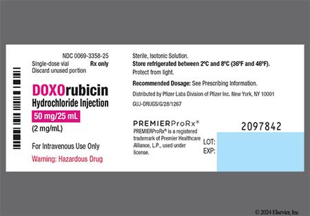 Doxorubicin Hydrochloride 50mg/25mL Solution for Injection (PREMIER ProRx) package photo