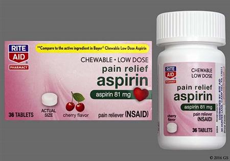 RITE AID Aspirin Low Dose 81mg Chewable Tablet (Cherry) package photo