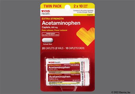 CVS Acetaminophen 500mg Extra Strength Caplet (Twin Pack)