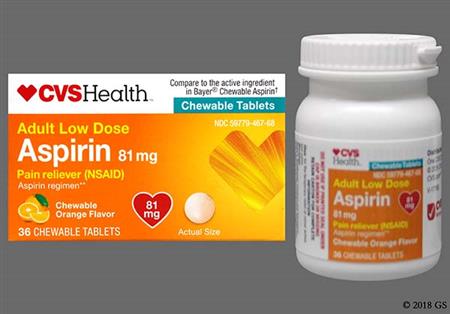 CVS Aspirin Low Dose 81mg Chewable Tablet (Orange) package photo