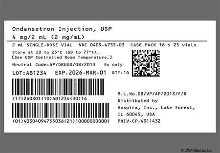 Ondansetron Hydrochloride 4mg/2ml Solution for Injection package photo