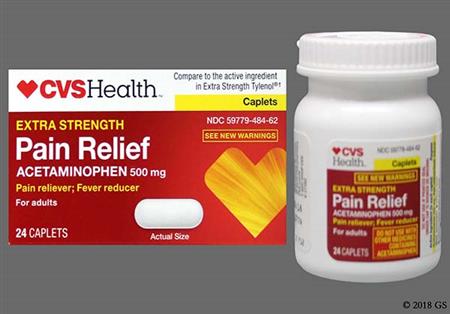 CVS Pain Relief Extra Strength 500mg Caplet package photo