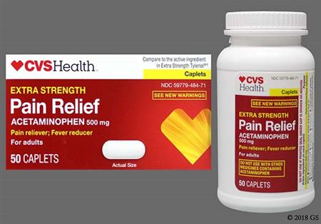 CVS Pain Relief Extra Strength 500mg Caplet package photo