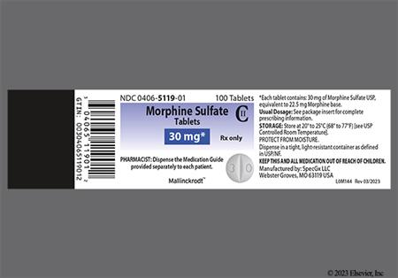 Morphine Sulfate 30mg Tablet package photo