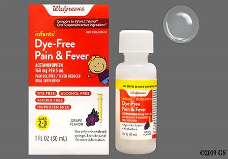 Walgreens Infants' Dye-Free Pain & Fever 160mg/5mL Suspension (Grape)