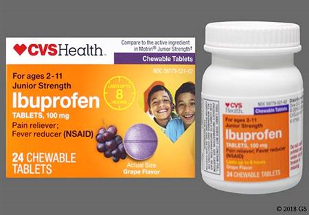 CVS Junior Ibuprofen 100mg Chewable Tablet (Grape) package photo