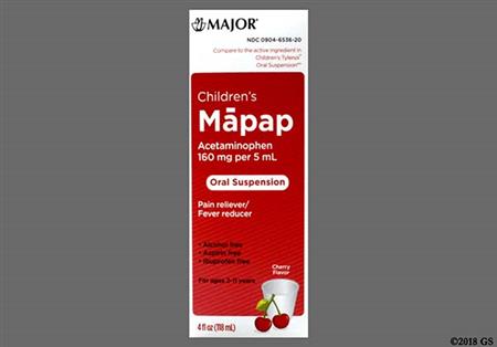 Mapap Children's 160mg/5mL Suspension (Cherry) package photo