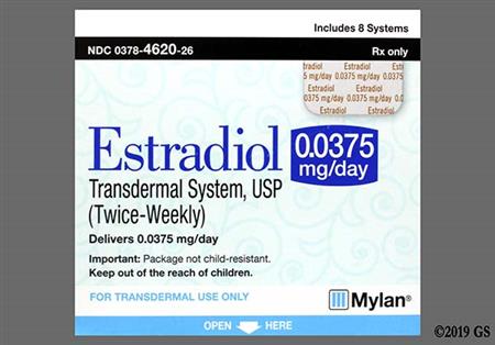 Estradiol 0.0375mg/24hr Transdermal Patch System (Twice-Weekly) package photo