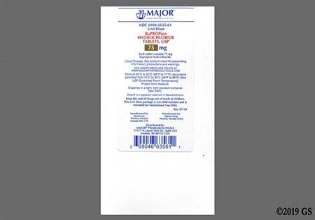 Bupropion Hydrochloride 75mg Tablet package photo