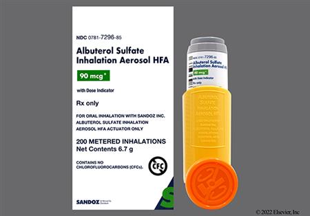 Albuterol Sulfate HFA 90mcg/actuation Inhalation Aerosol package photo