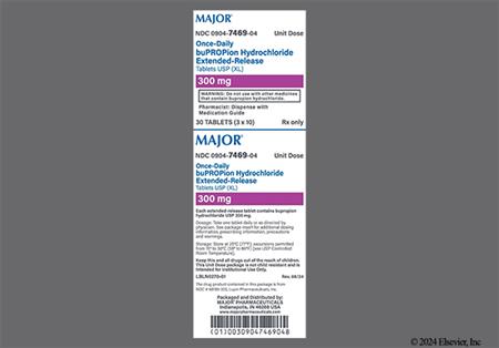 Bupropion Hydrochloride 300mg Extended-Release (XL) Tablet package photo