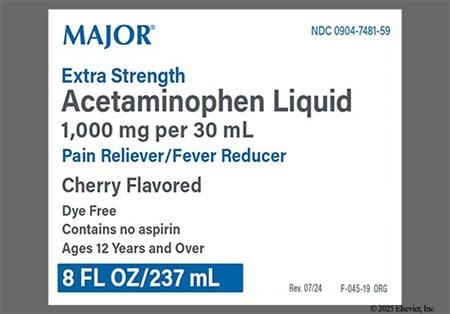 Acetaminophen Extra Strength 1000mg/30mL Liquid (Cherry) package photo