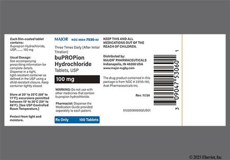 Bupropion Hydrochloride 100mg Tablet package photo
