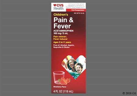 CVS Children's Pain & Fever 160mg/5mL Suspension (Strawberry) package photo