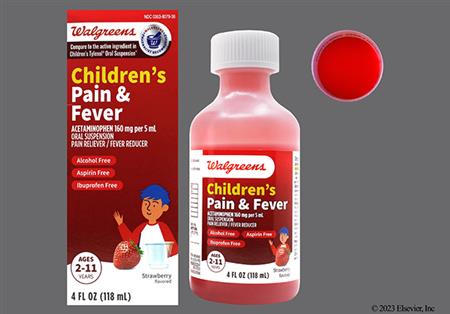 Walgreens Children's Pain & Fever 160mg/5mL Suspension (Strawberry) package photo