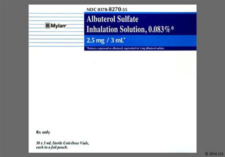 Albuterol Sulfate 0.083% Solution for Inhalation package photo