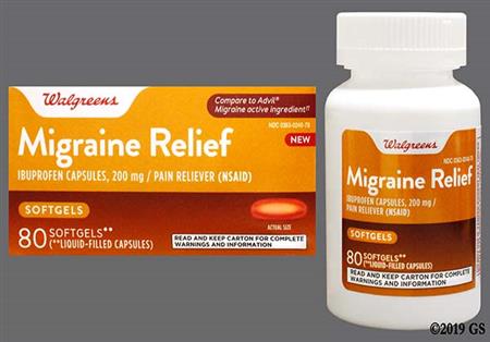 Walgreens Migraine Relief 200mg Softgel package photo