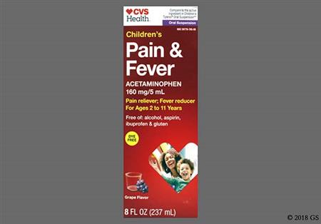 CVS Children's Pain and Fever 160mg/5mL Suspension (Grape) package photo