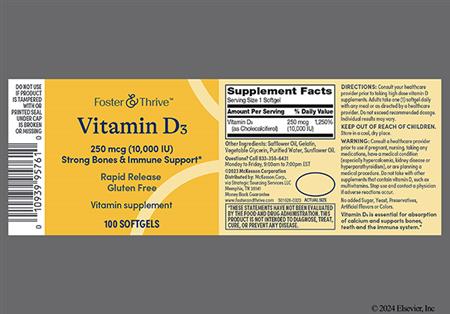 Foster & Thrive Vitamin D3 250mcg (10000 International Units) Rapid Release Softgel package photo