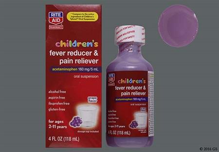 RITE AID Children's Fever Reducer/Pain Reliever 160mg/5ml Suspension (Grape) package photo