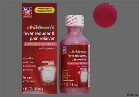 RITE AID Children's Fever Reducer/Pain Reliever 160mg/5ml Suspension (Bubblegum) package photo
