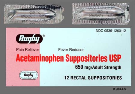 Acetaminophen 650mg Rectal Suppository package photo
