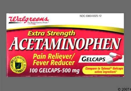 Walgreens Acetaminophen Extra Strength 500mg Gelcap package photo