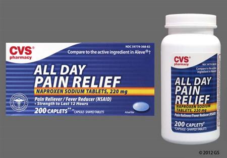 CVS All Day Pain Relief 220mg Caplet package photo