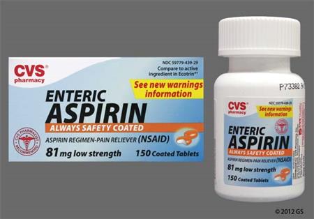 CVS Aspirin Low Strength 81mg Enteric Coated Tablet package photo