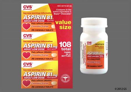 CVS Aspirin Low Dose 81mg Chewable Tablet (Orange) package photo