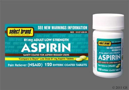 Select Brand Aspirin 81mg Enteric Coated Tablet package photo