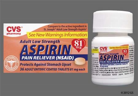CVS Aspirin Adult Low Strength 81mg Enteric Coated Tablet package photo