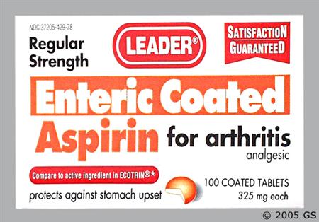 Leader Aspirin 325mg Enteric Coated Tablet package photo