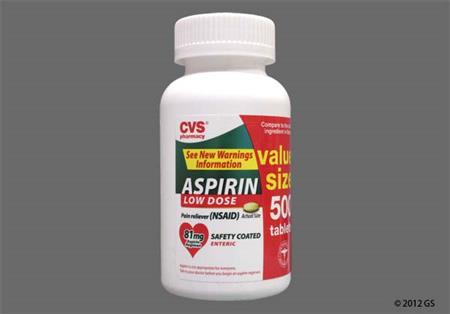 CVS Aspirin Low Dose 81mg Enteric Coated Tablet package photo