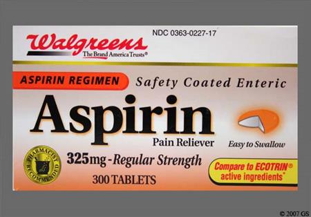 Walgreens Aspirin 325mg Enteric Coated Tablet package photo