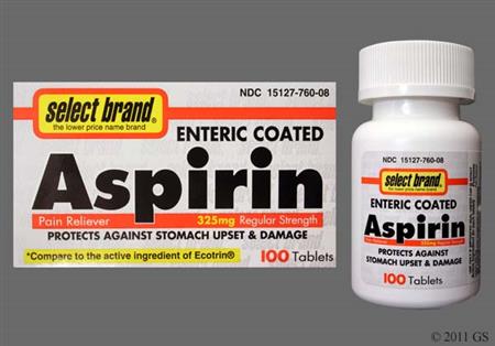 Select Brand Aspirin 325mg Enteric Coated Tablet package photo