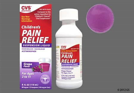CVS Children's Pain Relief 160mg/5ml Suspension (Grape) package photo