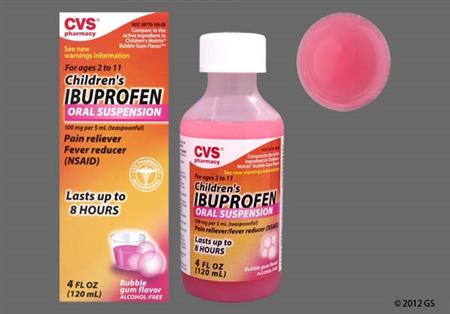 CVS Children's Ibuprofen 100mg/5mL Suspension (Bubblegum) package photo