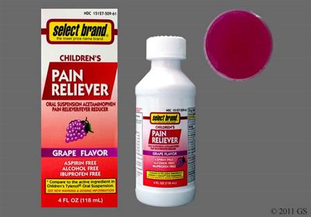 Select Brand Children's Pain Reliever Suspension (Grape) package photo